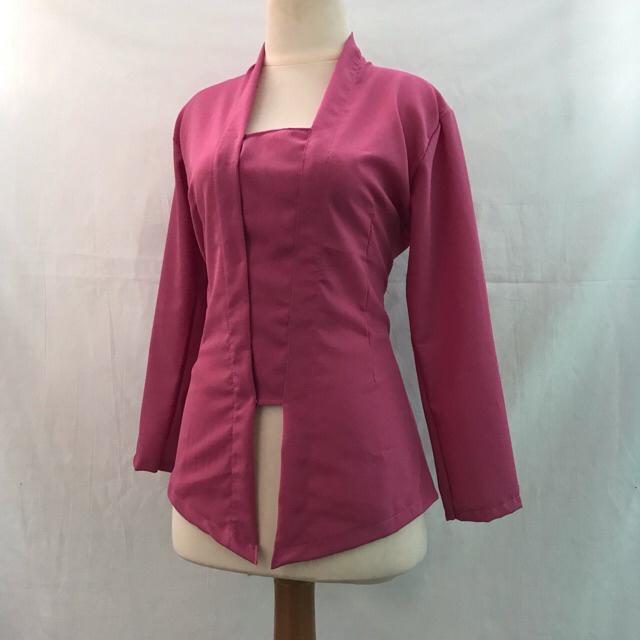 Kebaya bali mostcref bed kutu baru tangan panjang-Pink blush