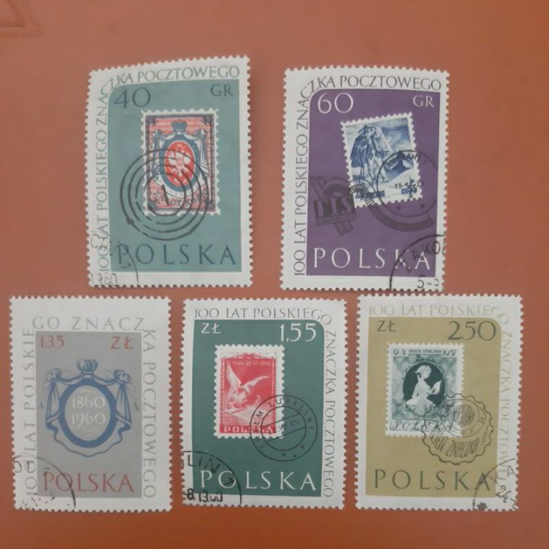 

Perangko polandia polska 1960 stamp history set 5 prangko besar