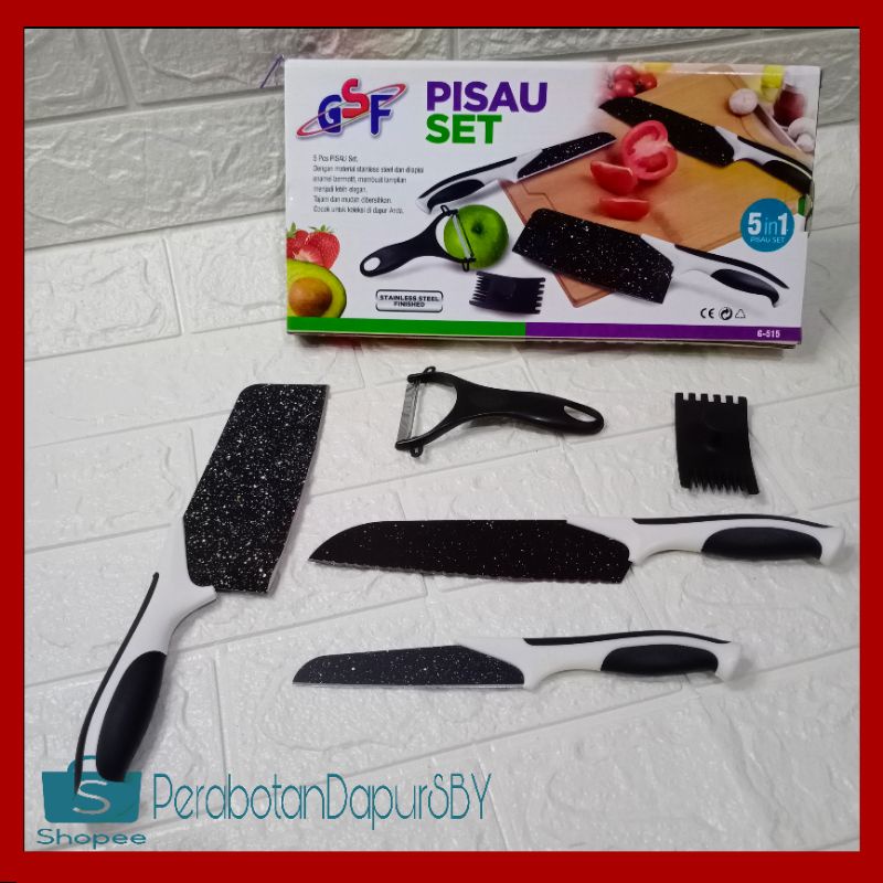 Set Pisau Premium - Set Pisau Lapisan Enamel - Set Pisau Anti Lengket