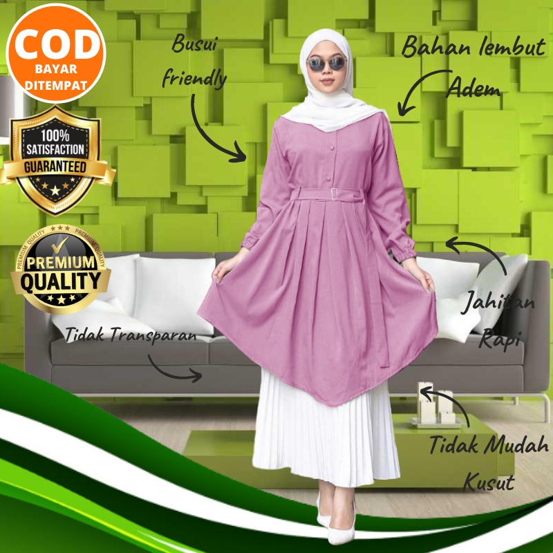 Baju Tunik Wanita Terbaru 2021 Ungu Lilac