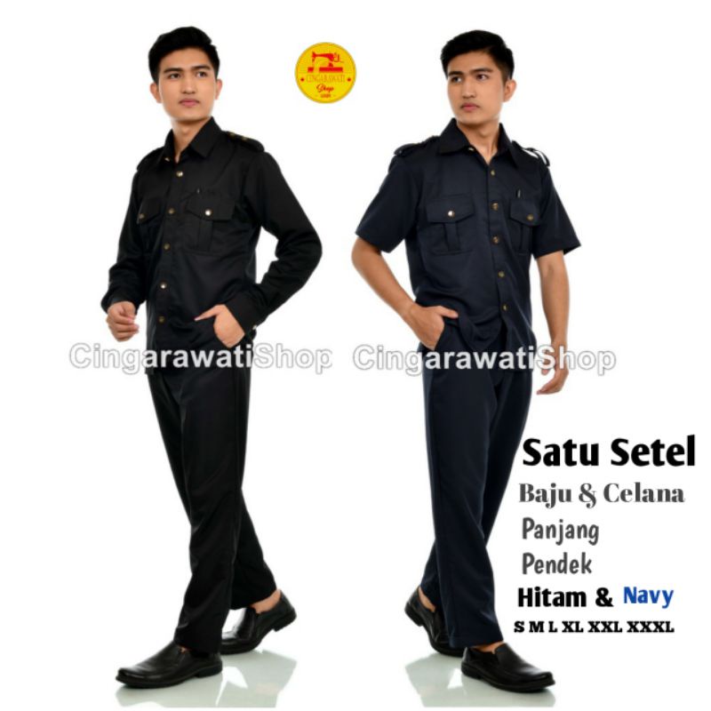 Jual Seragam Safari Baju Safari Setelan Safari Security Safari Coklat Satpam Lengan Pendek