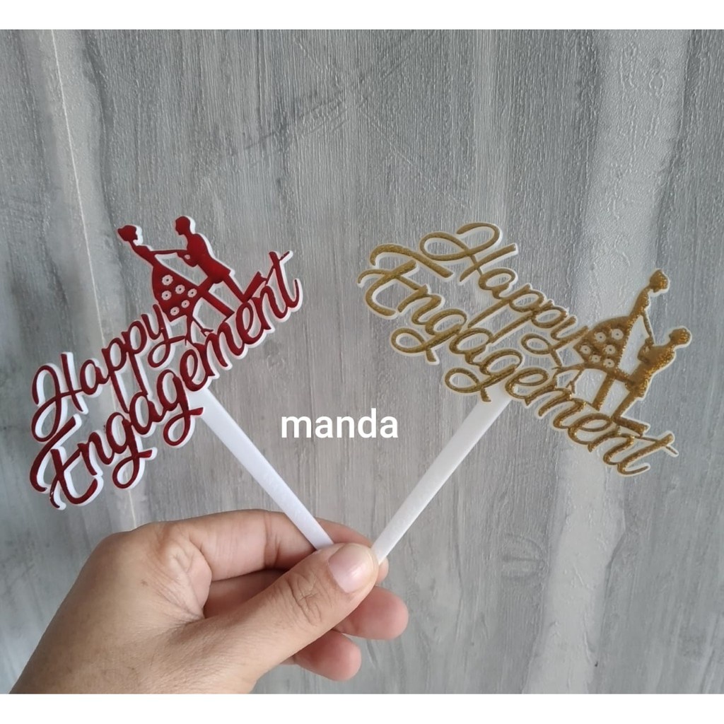 Tusuk happy engagement hiasan kue tart