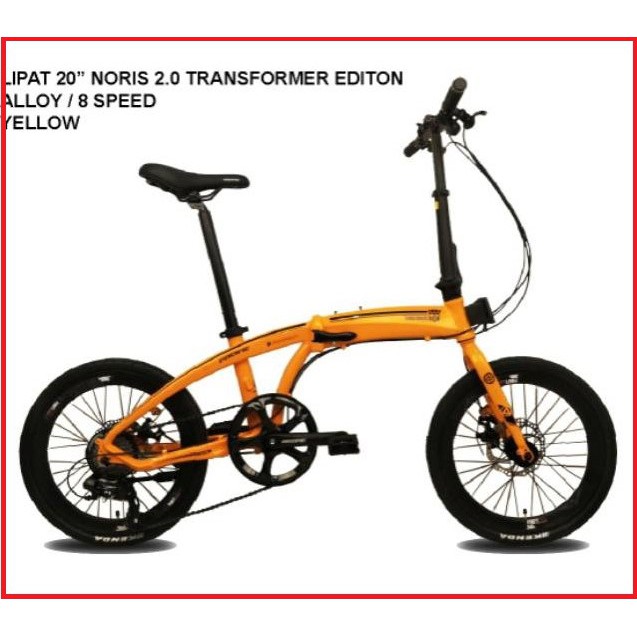 SEPEDA LIPAT: PASIFIC 8S NORIS 2.0 TRANSFORMER 20" warna YELLOW