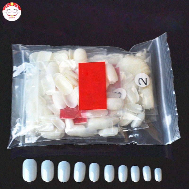 600pcs Kuku Palsu Pendek Bentuk Bulat Bahan Akrilik Untuk Nail Art Diy