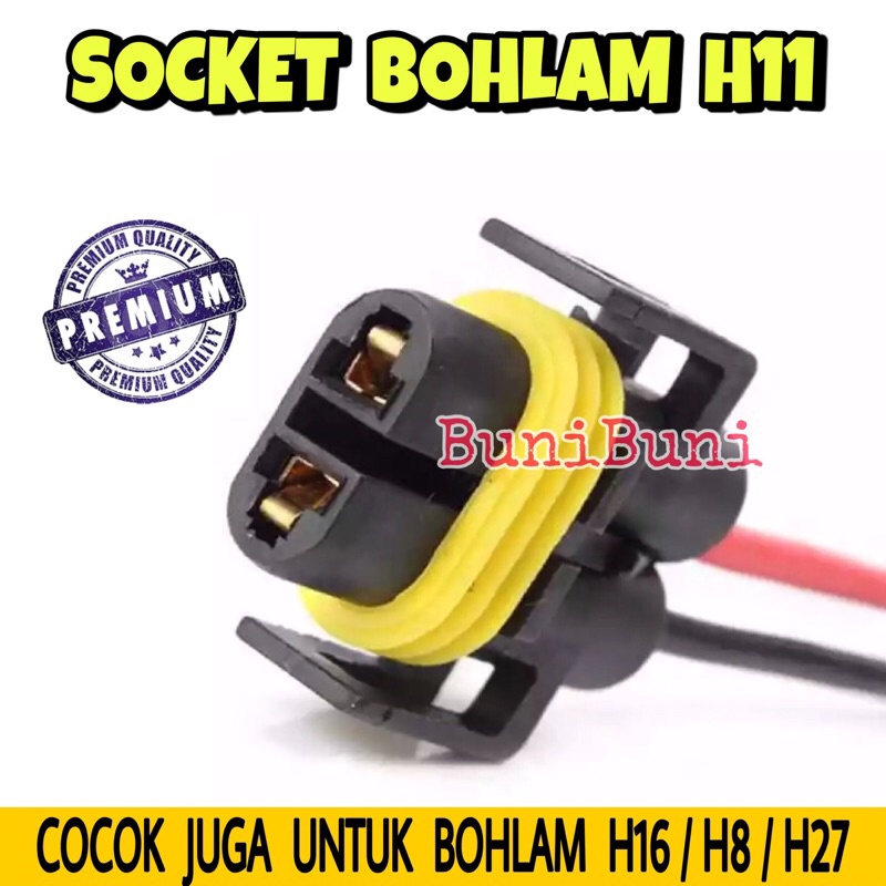 Socket H11 - Soket Lampu Foglamp Kabut Mobil Tipe Bohlam H11 / H8 / H16 / H27 Dengan Kabel Tembaga Berkualitas