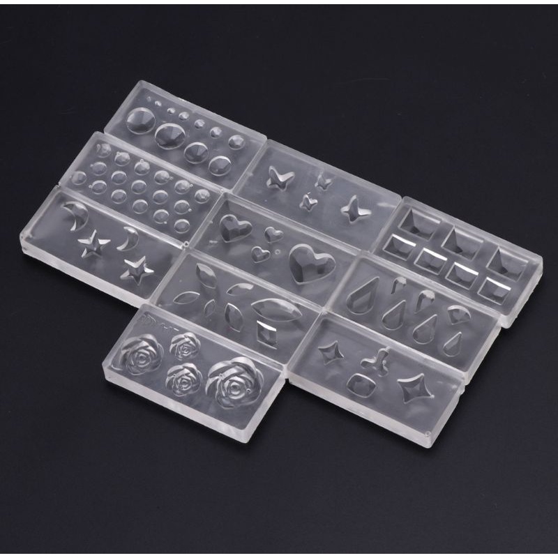 Siy 10pcs Cetakan Silikon Bentuk Daunbunga Untuk Nail Art Uv Gel Akrilik Diy