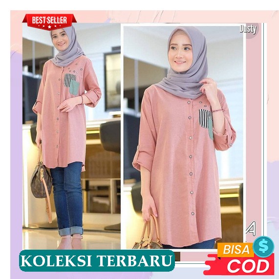 [ Super Sale ] Tunik Remaja Terbaru Import Shafa Long Tunic Kekinian 2022 Tunik Wanita Terbaru/Atasa