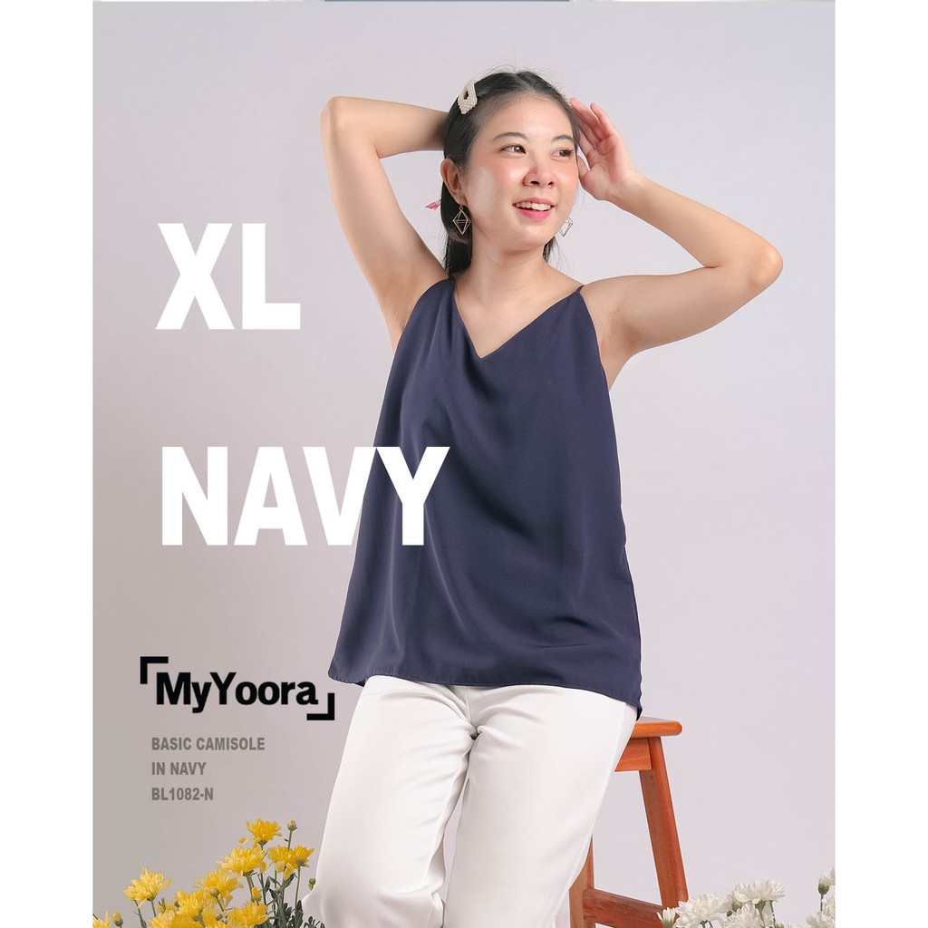 MyYoora Basic Camisole Tank Top Tanktop Cami Wanita BL1082-XL-Navy-Adjustable