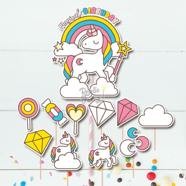 Cake Topper Set Unicorn