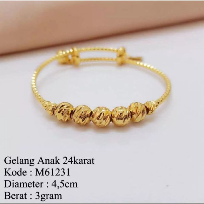 gelang anak / gelang anak besar kecil / gelang anak warna gold 24k