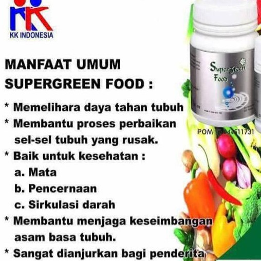 Suplemen Makanan Sel Supergreen Food SGF 50 150 600 tab Super Green Chlorella Spirulina KK Indonesia