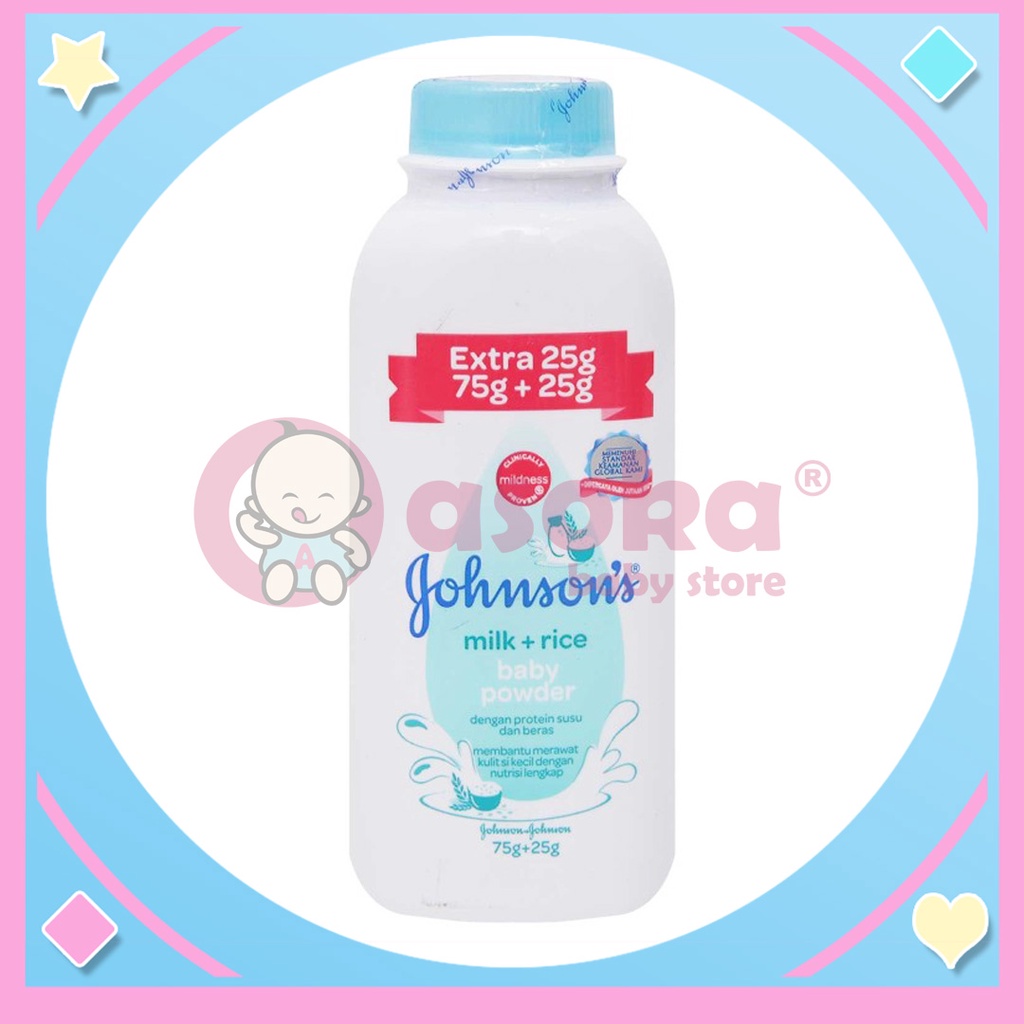 Johnson's Powder Milk + Rice Baby I Bedak Bayi Extra Fill 75+25gr / 300Ggr ASOKA