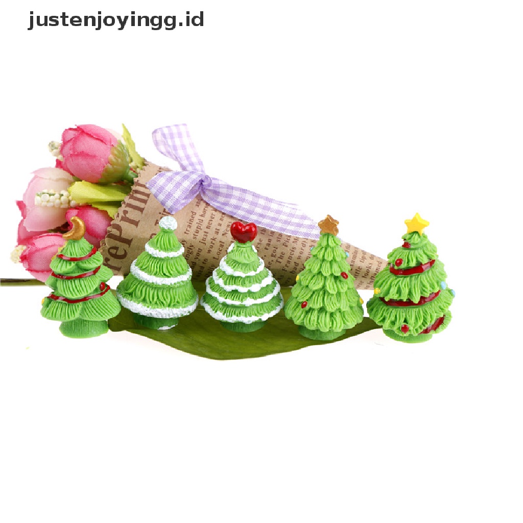 // justenjoyingg.id // 2pcs Christmas Tree Miniature Figurine Dollhouse Garden Decor Micro Landscape ~