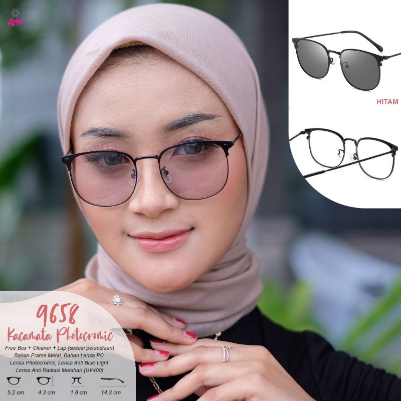 Asta 9658 | Original | Kacamata Terbaru Kekinian | Kacamata Frame Metal + Lensa PC | Kacamata Lensa 