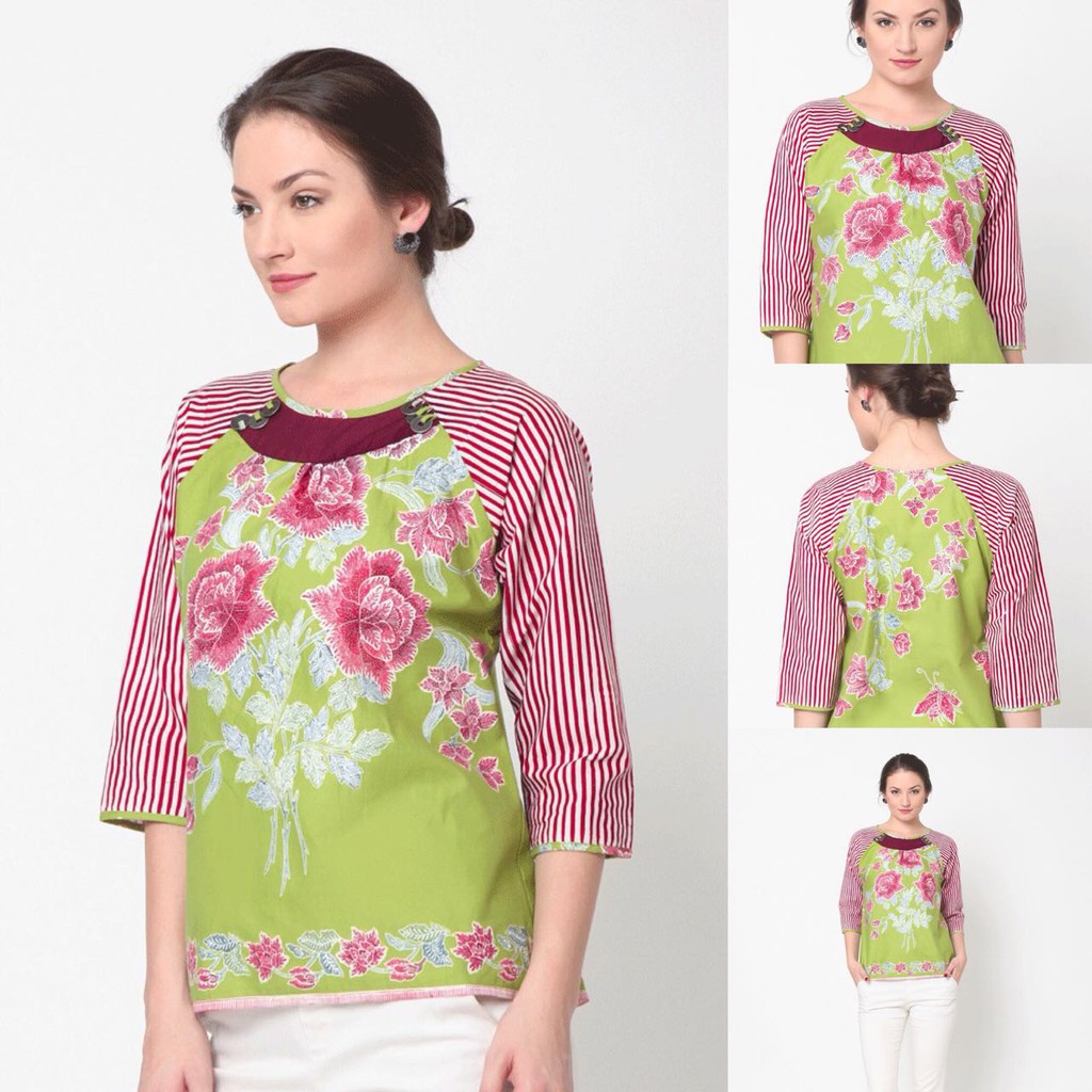 Wingky Encim  T0235 Baju  atasan kerja blouse  batik wanita 