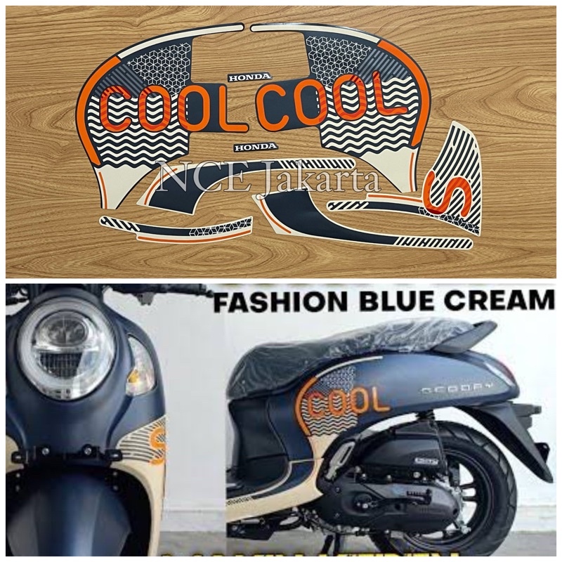 STIKER STRIPING MOTOR SCOOPY 2022 BIRU DOF FASHOIN BLUE CREAM