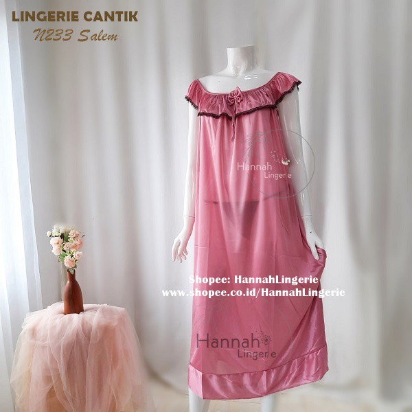 M L XL Hannah Lingerie Original Satin Silk Lingerie Sexy Ukuran Besar Baju Tidur Malam Pertama N233