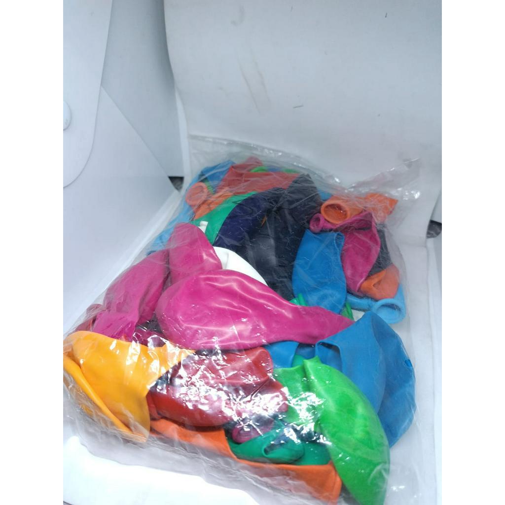 BALON TEBAL BAHAN KARET POLOS DAN BERGAMBAR WARNA WARNI 1 PAK ISI 50 PCS