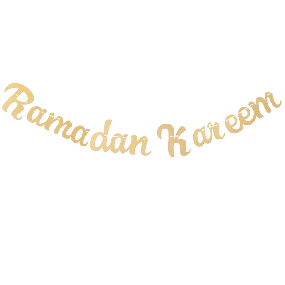1 Pc Banner Gantung Motif Tulisan Ramadhan Warna Emas Untuk Dekorasi Pesta