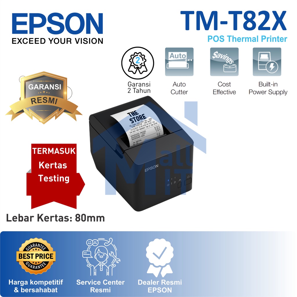 PRINTER KASIR EPSON TM-T82X TMT82X THERMAL USB/SERIAL TMT82 X TM-T82 X GARANSI RESMI