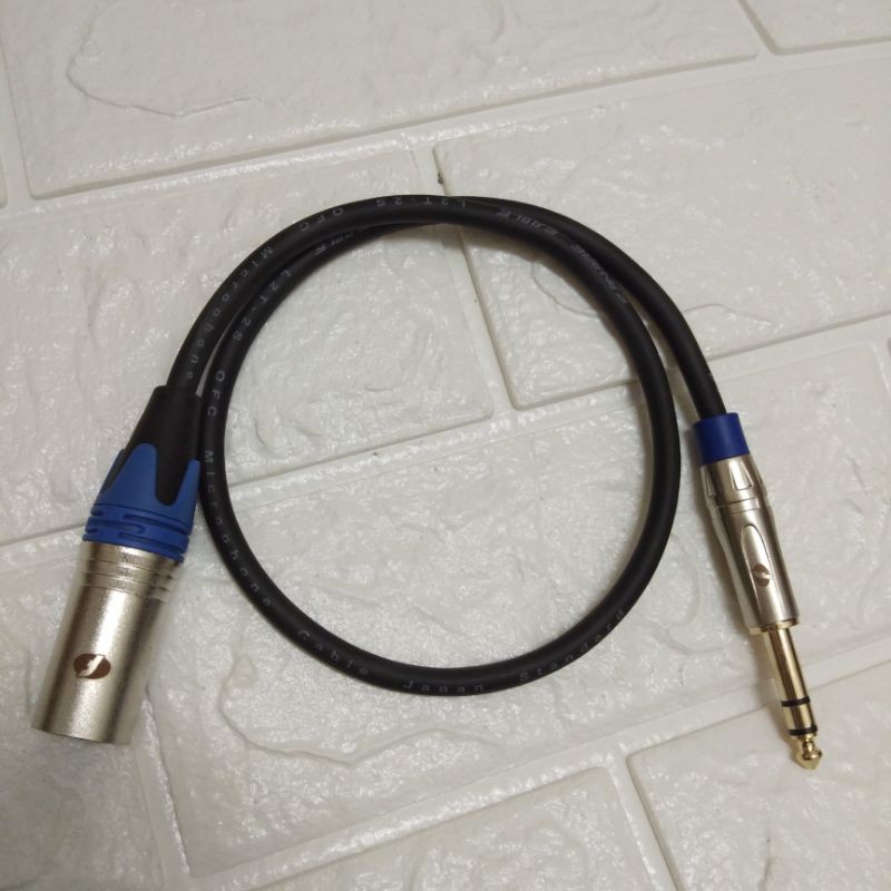 kabel Input XLR male to akai stereo gold Panjang 1-10 mtr akai 6.5mm stereo to xlr male gold