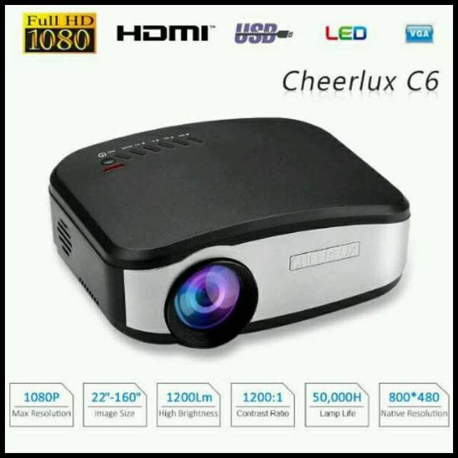Mini Projector Cheerlux C6 Led 1200 Lumens Tv Tuner Mini Proyektor