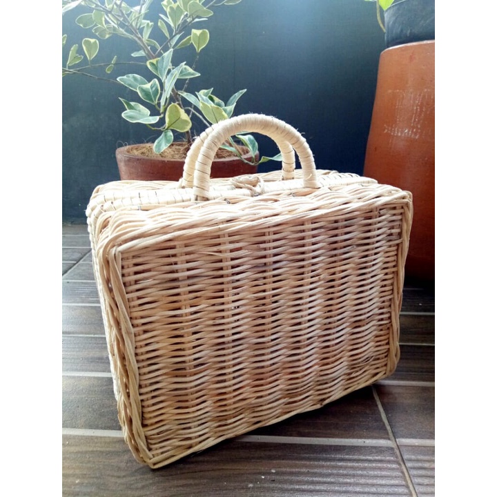 Koper Tas Rotan Kotak / Souvenir Rotan/ Kemasan Rotan Natural