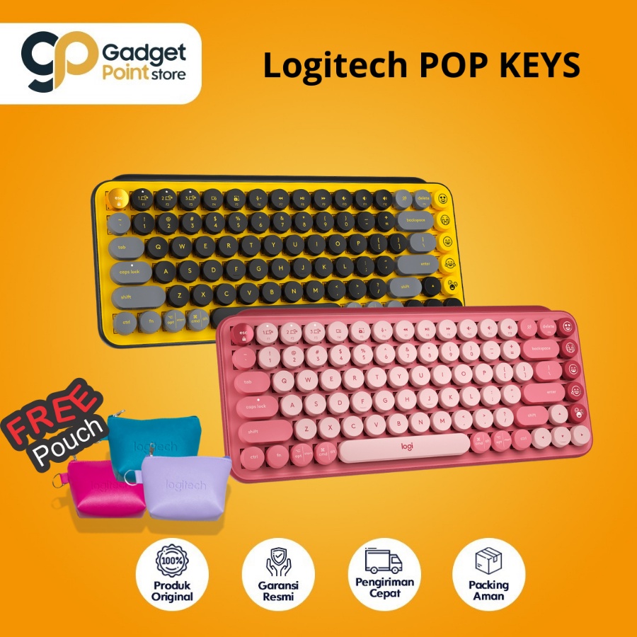 New Keyboard WIreless | Logitech Keyboard POP Keys - Yellow ( Original Garansi Resmi 2 Tahun)