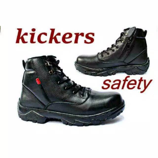 Sepatu Boots Safety Ujung Besi Kulit Asli Kickers Original Zipper Tali Berkualitas Shopee Indonesia