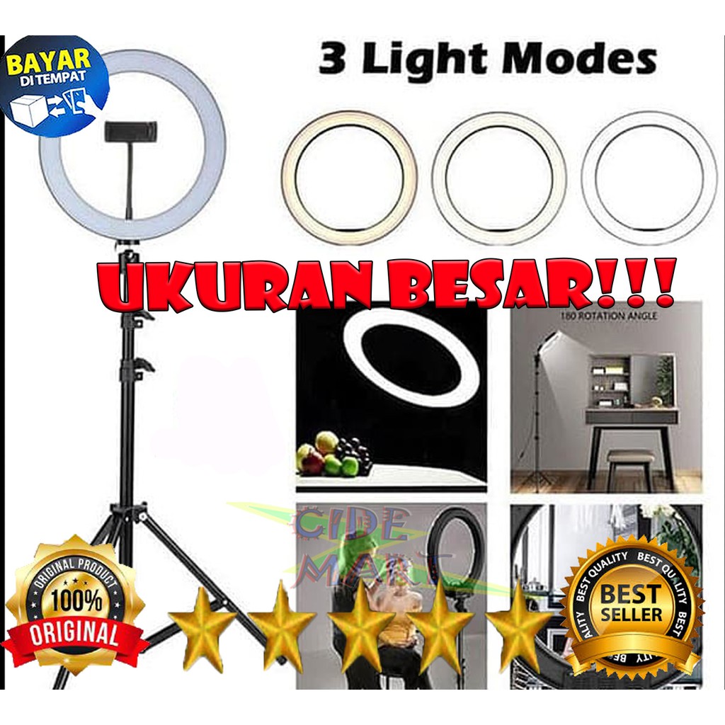 [UKURAN BESAR] PAKET RING LIGHT 33CM WITH TRIPOD 2.1M YOUTUBER / PAKET RINGLIGHT 33 CM