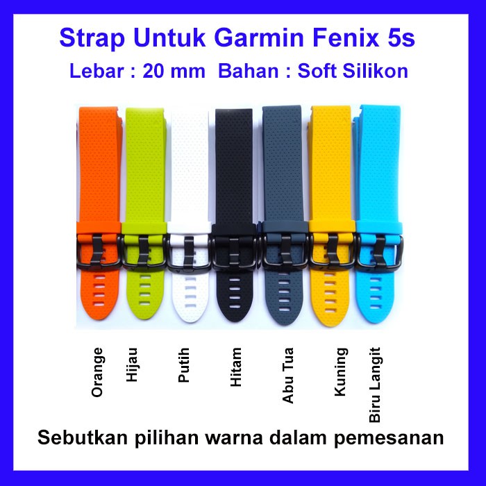 Strap Garmin Tali Jam soft silicone untuk 935 fenix 5s 5 5X S60 ukuran 20 22 26 mm