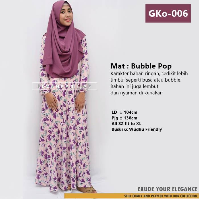 Gamis Busui / Gamis Payung Motif / bahan Bubble Crepe / Gamis murah