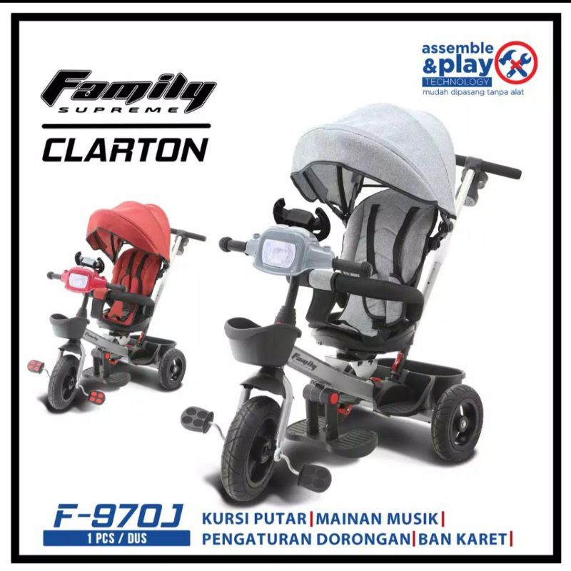 Sepeda Anak Roda Tiga Family Clarton F970J Music dan Lampu