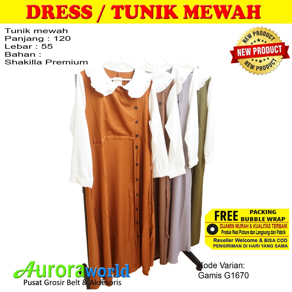 Auroraworld Gamis / Dress /  Baju GamisWanita Dewasa Muslimah Model Terbaru