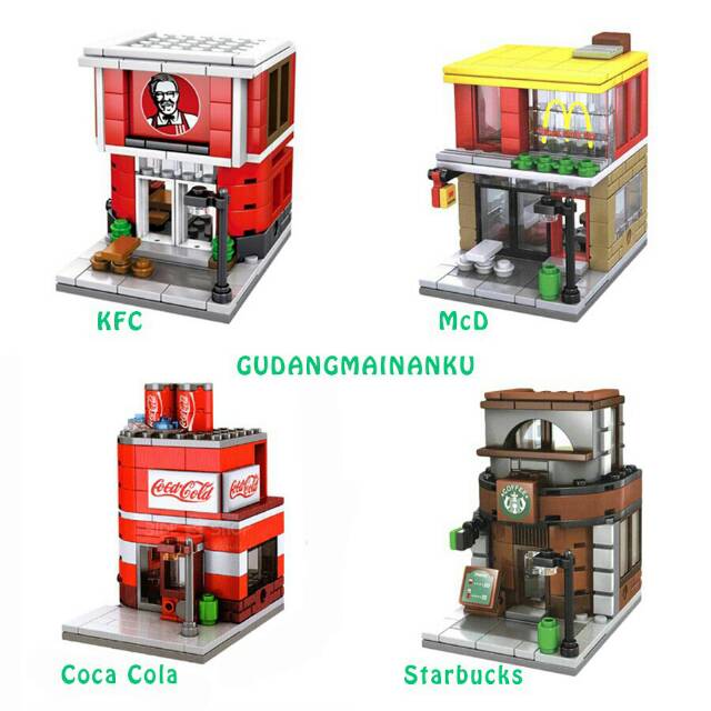 LEGO Sembo Block SD 6010 KFC SD 6012 McD SD 6013 Starbux SD 6024 Cola