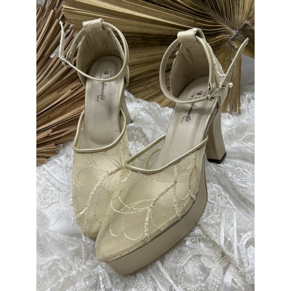 sepatu maury wanita sepatu wedding tali warna gold  tinggi 10cm