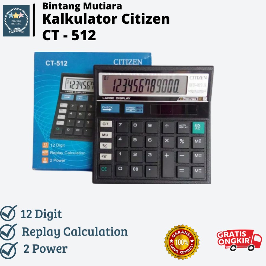 

Kalkulator Citizen CT 512 12 Digit -Kalkulator Check / Kakulator Dagang