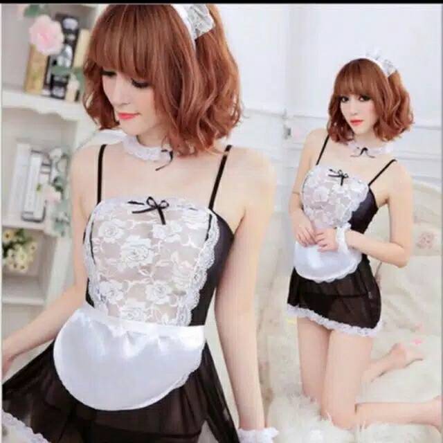 Lingerie Kostum Seksi Maid Tosca dan Hitam
