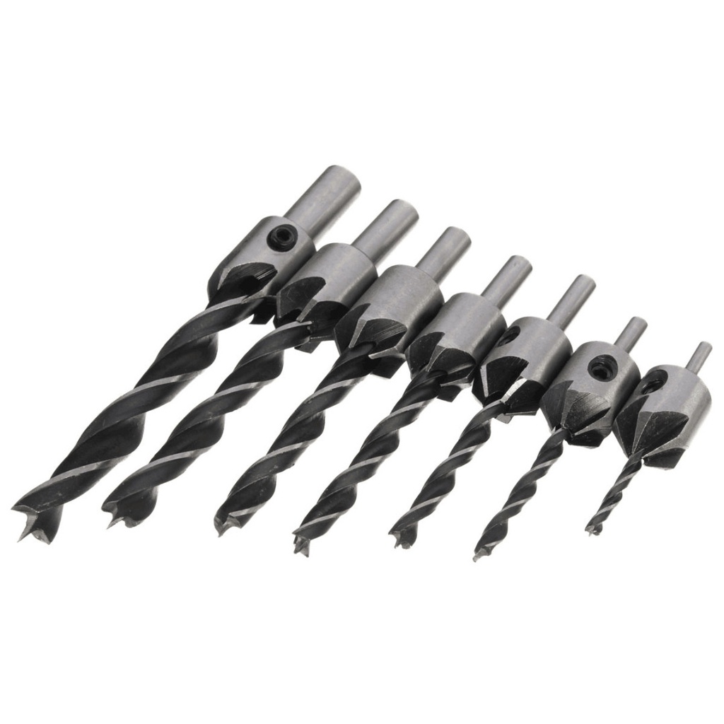 [7PCS] Mata Bor Drill Bit Countersink HSS 3-10mm / Bor Drill Bit Kayu Pahat Perhiasan / Mata Bor Set Kayu Besi Baja Kokoh / Bor Kayu Dan Mata Bor Kayu Plastik Alumunium Dan Plat / Mata Bor Drill Bit Countersink Mata Bor Pelubung Kayu / Matabor Murah Kokoh