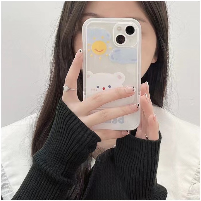 Soft Case Bahan Silikon TPU Motif Beruang Untuk IPhone 13 12 11 Pro Max X XR XS 8 7 Plus 6 6S SE 2020