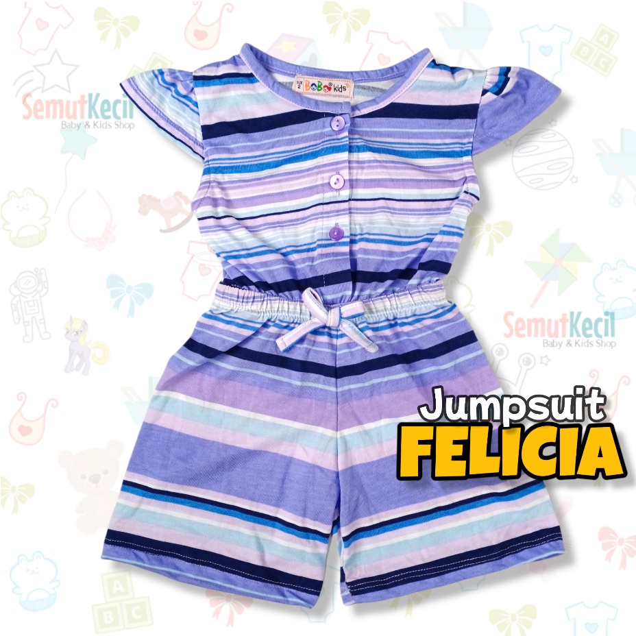 FELICIA 0-2,5 THN JUMPSUIT ANAK BAYI PEREMPUAN Jamsuit Jumsuit Pendek Kaos Pakaian Baju Anak Bayi Balita Bobo Kids-2F StripLilacGradien