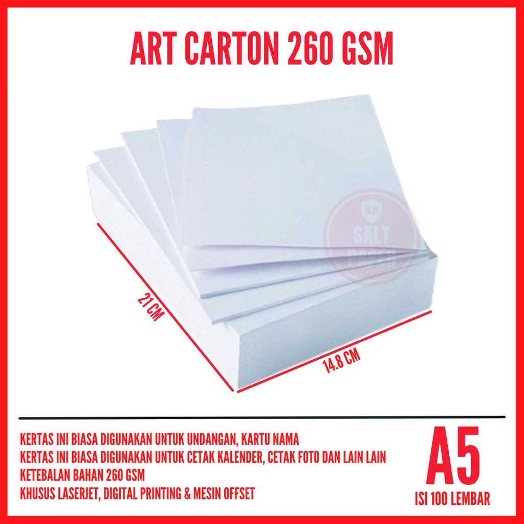 

Kertas Art Carton 260 gsm A5 isi 100 lembar / Kertas Art Karton A5 260 gsm / Kertas Art Karton 260 gsm