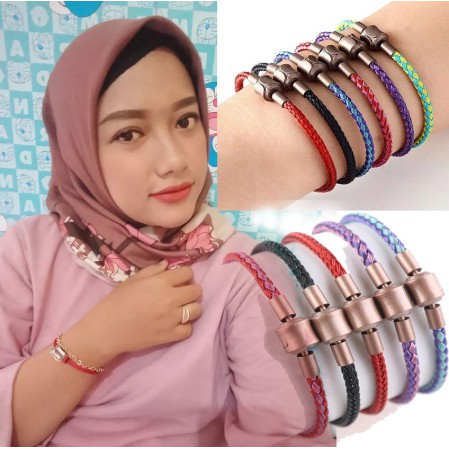 Gelang Tali Kawat Anti Air Waterproof 3D Aksesoris Wanita Pria Multi Warna