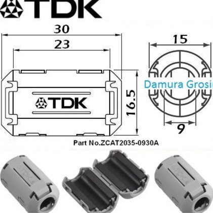 Magnet TDK Original Tipe ZCAT 2035 0930A Ferrite utk kabel busi coil