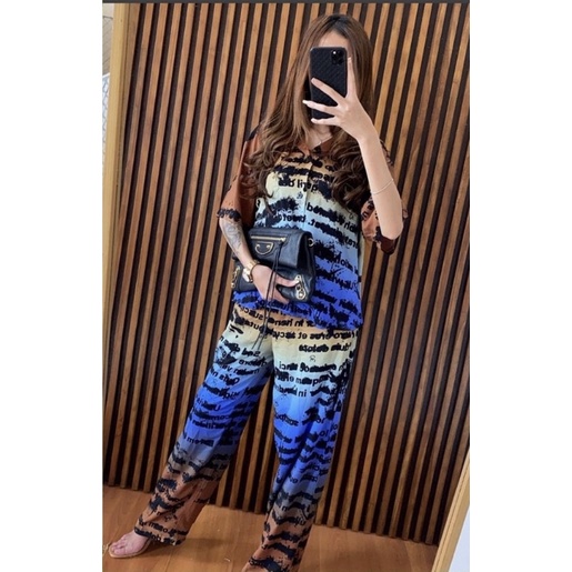 set wanita ce homewear bonjour viral ld 110 cm