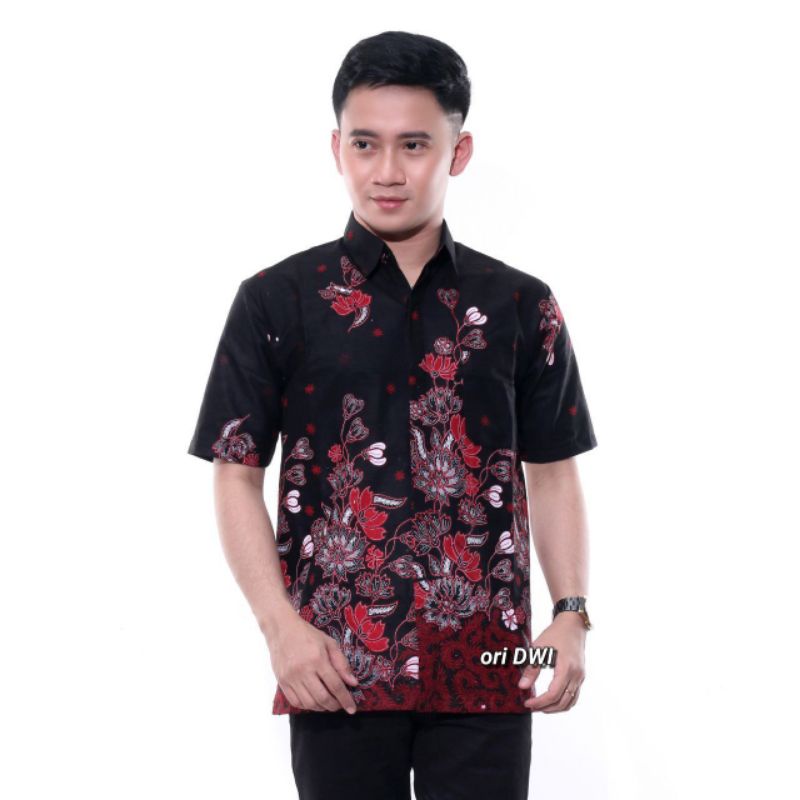 022 Zahira Batik HRB026 Kenongo Hem Kemeja Batik Pria Lengan Pendek  Katun Primis Halus M L XL