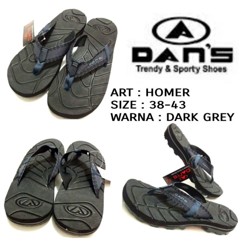 SANDAL JAPIT COWOK DEWASA DANS HOMER WARNA DARK GREY  size 38-43 TERMURAH