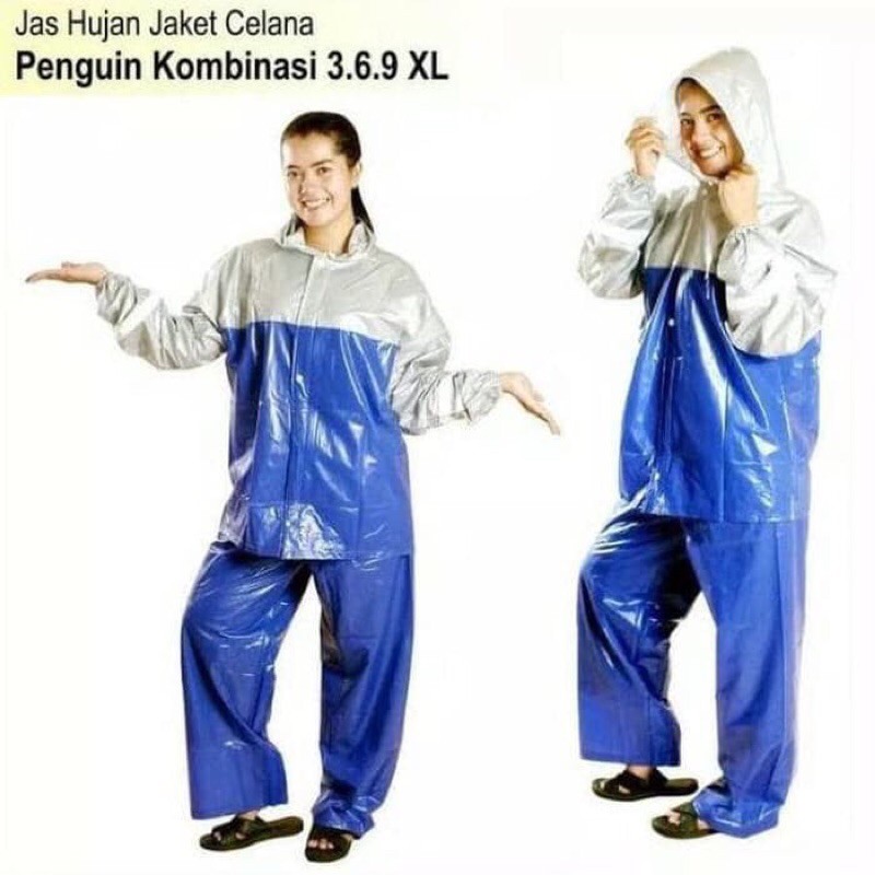 Jas Hujan Setelan Jaket Ponco Lengan Celana Penguins Kombinasi 3.6.9 (369) XL Murah