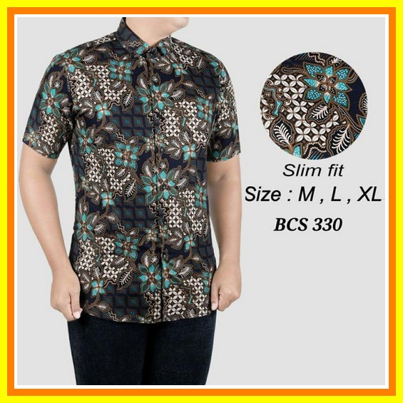 Wou Batik Premium - Kemeja Batik Pria Modern Sonya Lengan Panjang Casual Modis Slim Fit Trendy Masa 