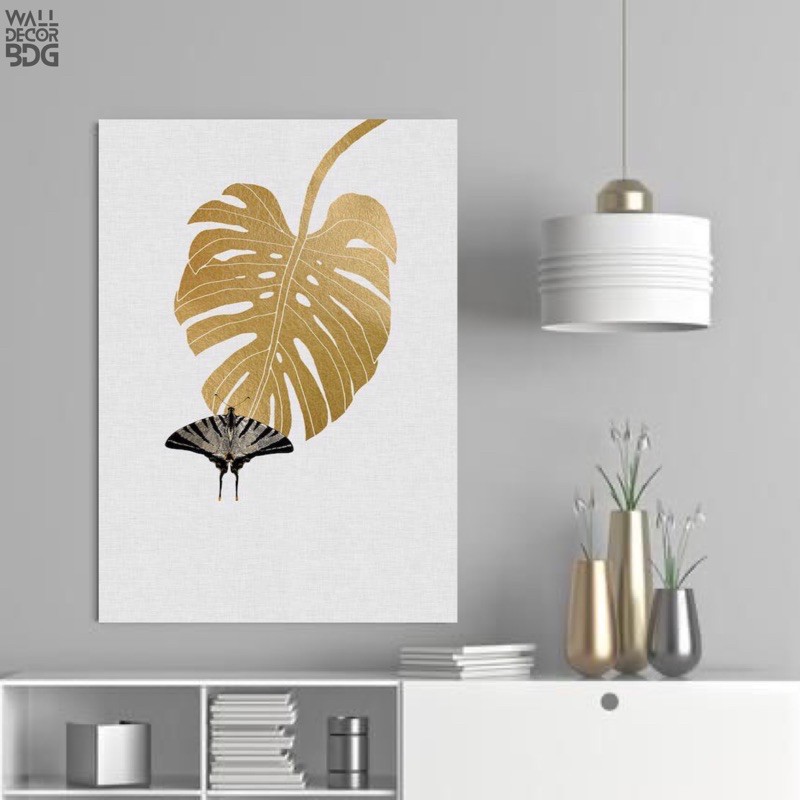 Hiasan Dinding Kupu Kupu Walldecor Leaf Gold Pajangan Dekorasi Minimalis